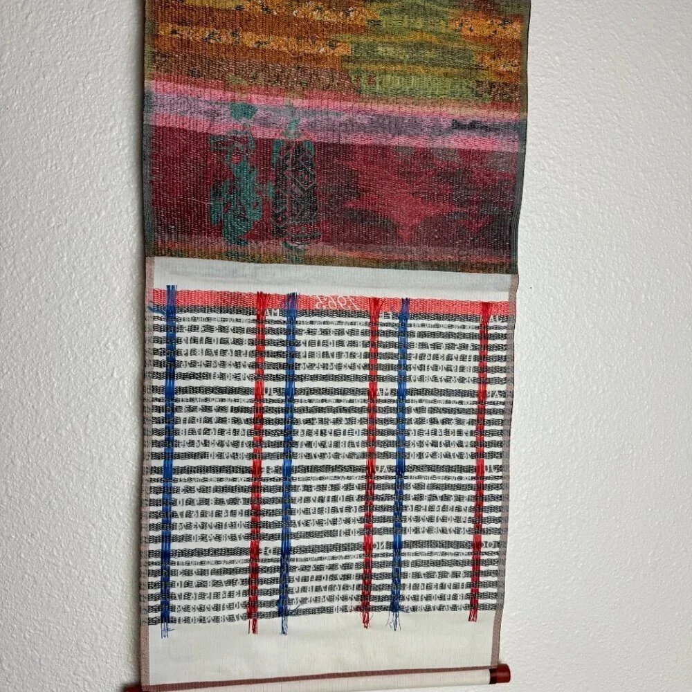1965 Japanese Calendar Woven Art Silk Embroidered Geisha